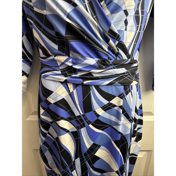 J Mclaughlin Women's Dress Size Large Navy White Geometric Print Catalina Cloth - Picture 4 of 11